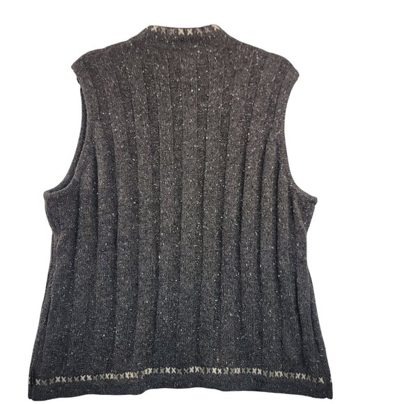 Woolrich Womens Sweater Vest 2XL Knit Zip Front Ribbed Nordic Pattern Lambs Wool - Picture 3 of 8